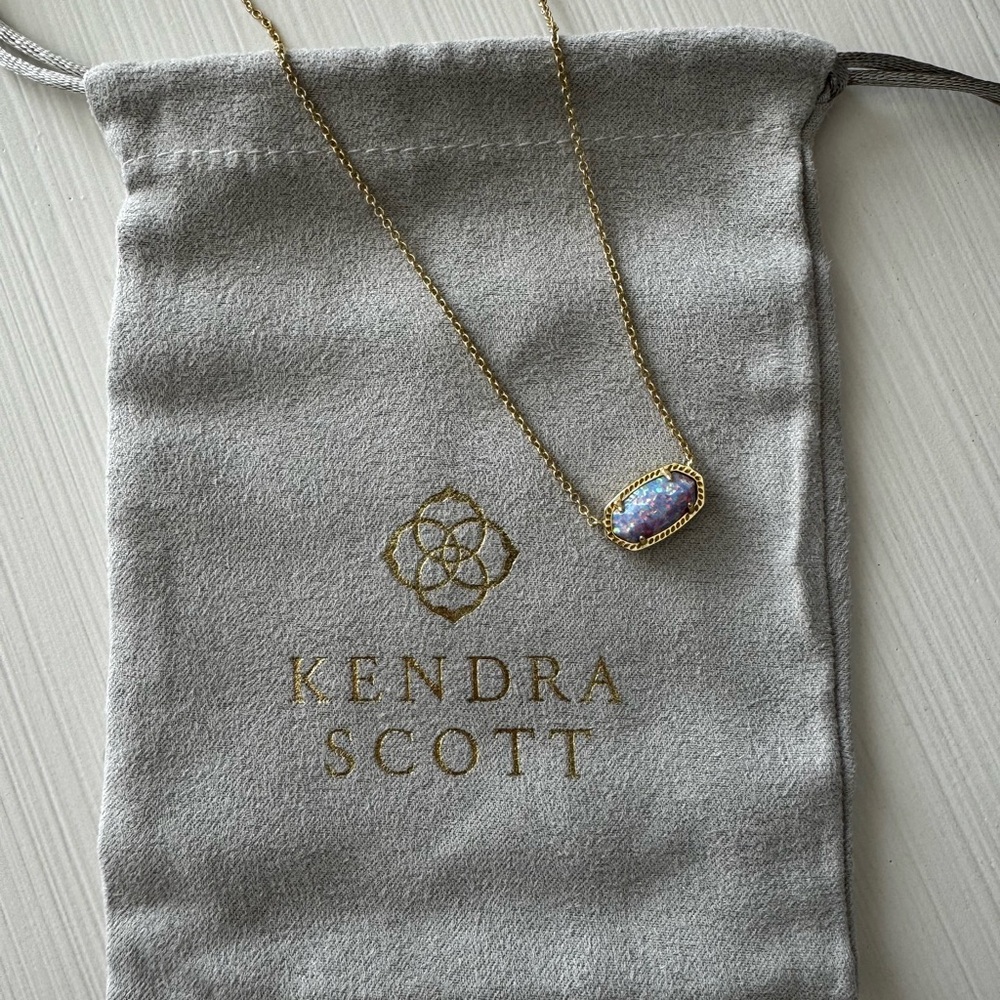 Kendra Scott Elisa Gold Necklace with Lilac Opal Stone - Picture 2 of 8